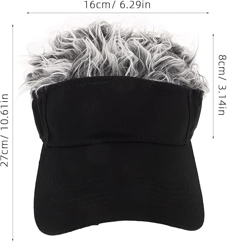 Miniatura 2 de Visera con pelo, sombrero con pelo con pinchos al aire libre gorra de béisbol adultovisera de pesca negra escalada gris bloque tamaño niños capucha
