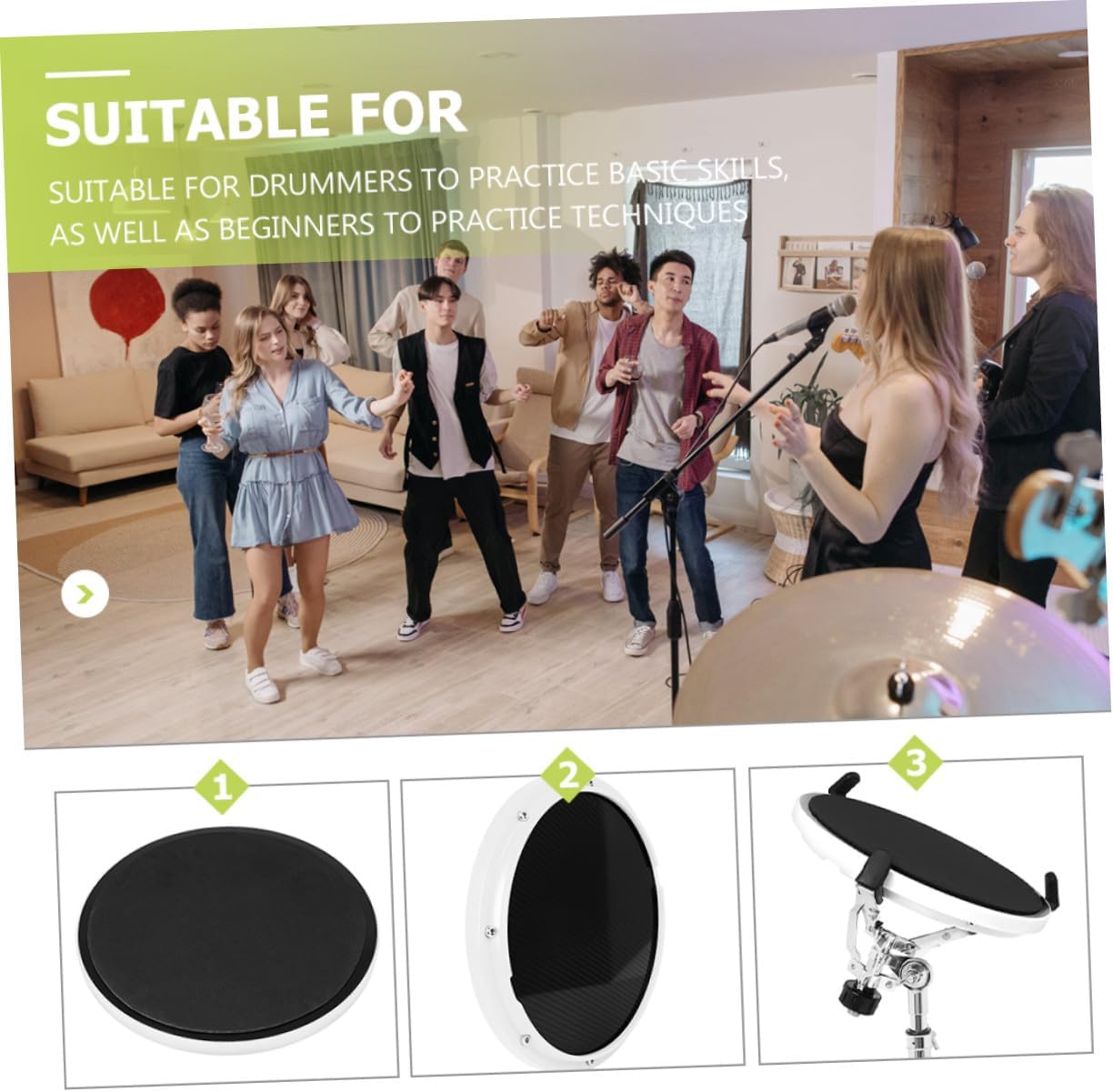 Carbon Fiber Drum Practice Pad Silent Dumb Drum Accessory for Beginners and Professionals Abs Plastic Percussion Mat for Home and Night Training