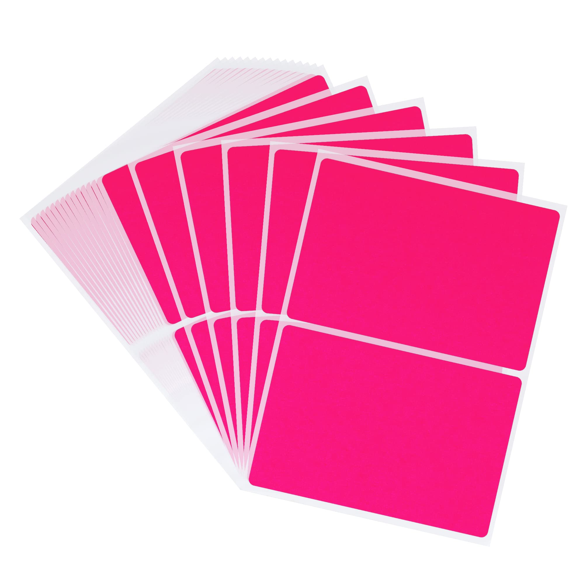 Hycodest 3x5 inch Fluorescent Colour-Code Labels Blank Sticker Sheets, Pack of 40 Labels (Pink)