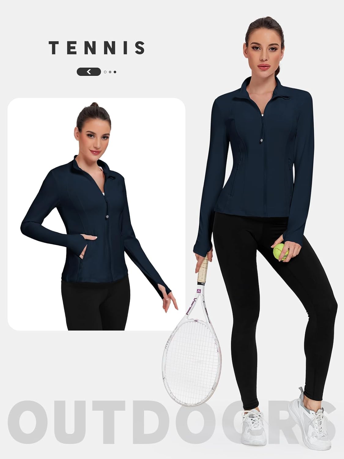 VUTRU Women's Lightweight Running Jackets Full Zip Workout Jacket Slim Fit Yoga Athletic Tops With Pockets