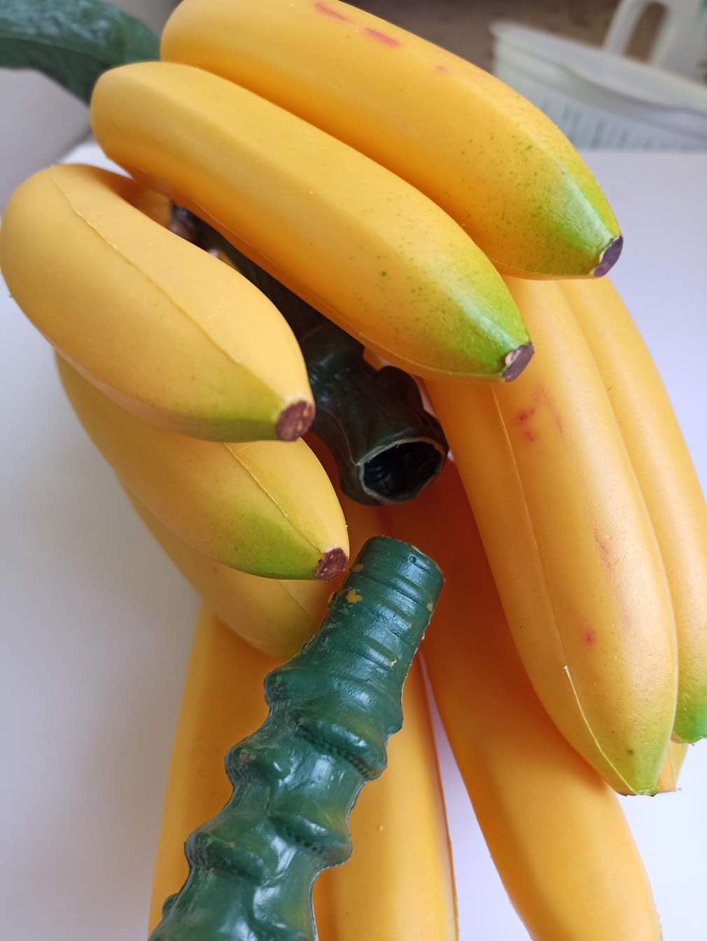 Zzooi Artificial Whole Bunch of Bananas with Fruit Stem and Bud Green