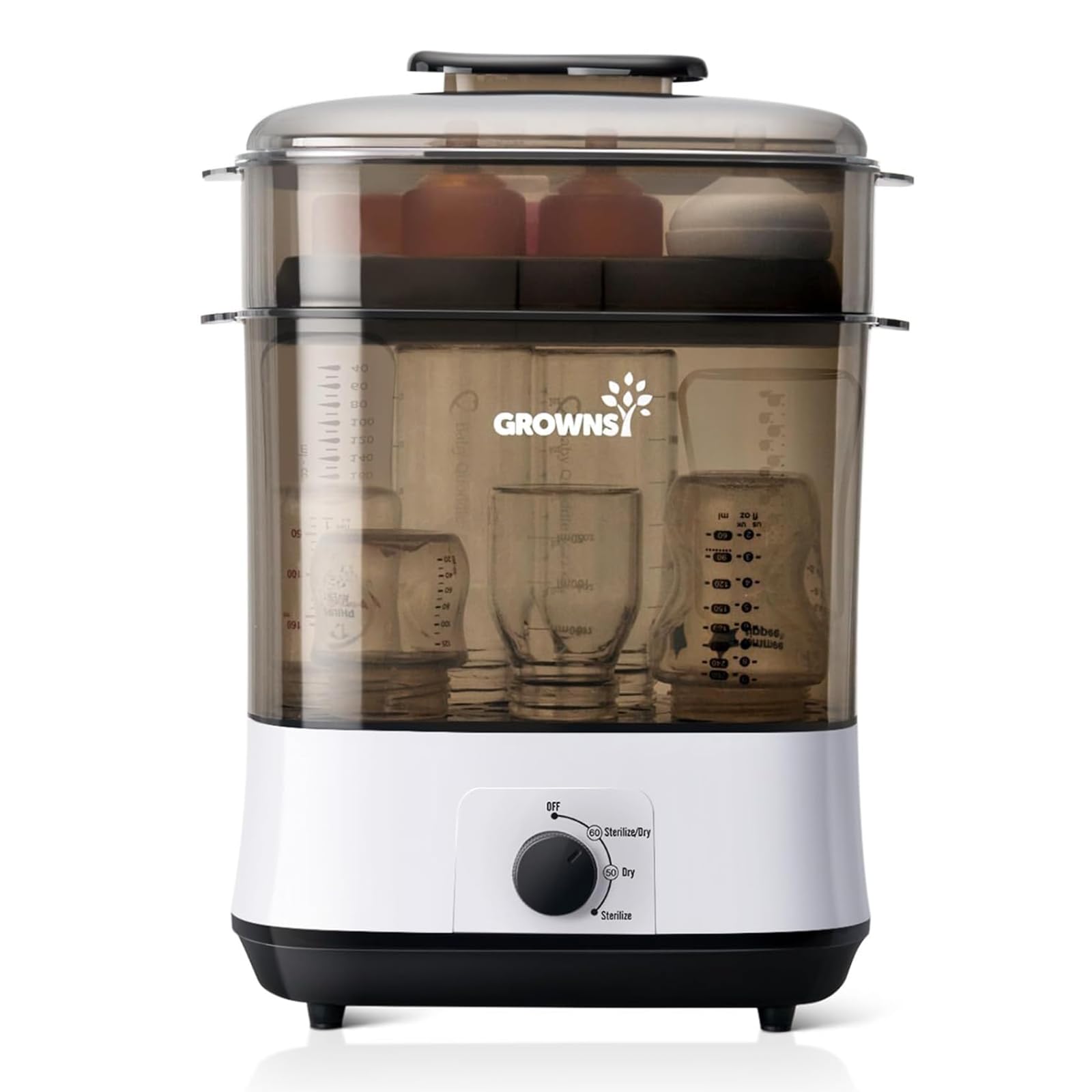 Grownsy Adjustable 4 in 1 Large Bottle Sterilizer and Dryer, 8 Bottles Capacity,Electric Steam Baby Bottle Sterilizer, Sanitizer for Baby Bottles & Pacifiers, Breast Pump Parts