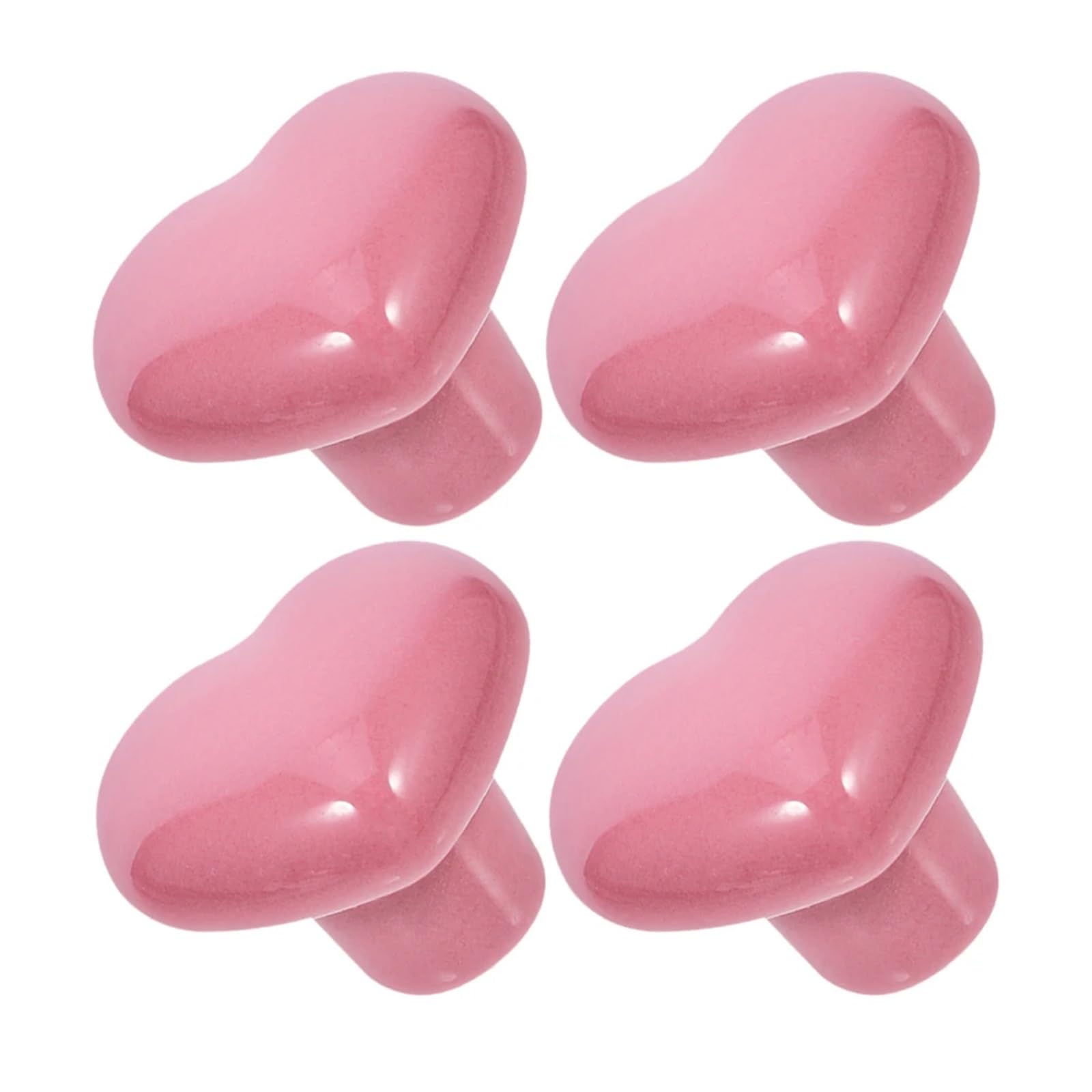 Mkyyioed Pink Knobs For Cupboards 4Pcs Heart Shaped Ceramic Drawer Knobs Decorative Cabinet Pulls Door For Dresser Closet Wardrobe Kitchen