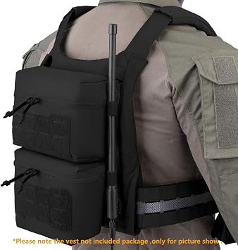 KRYDEX Tactical Zip On Back Panel Double Pouch Assault Modular Backpack for V5 Vest (BK)