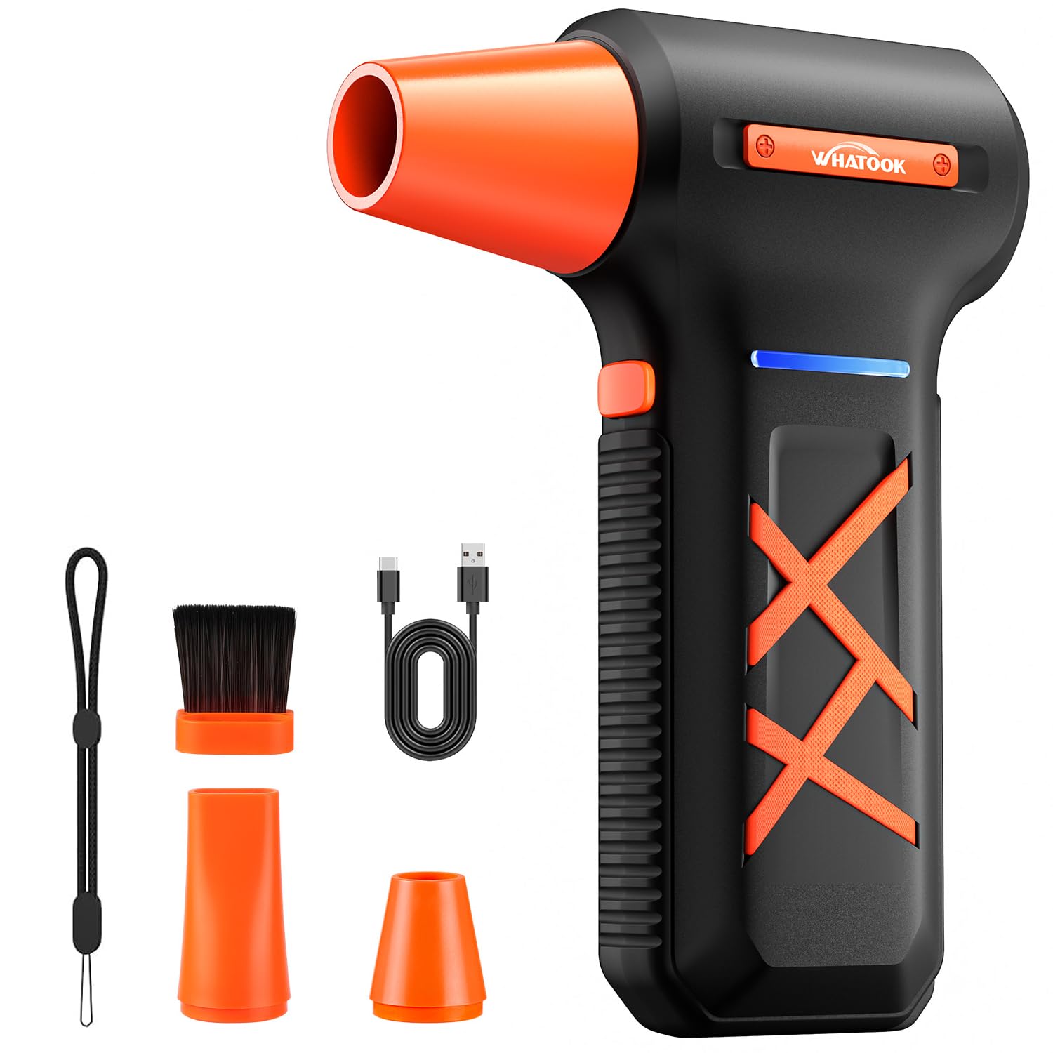 WHATOOK Electric Compressed Air Duster: 250000 RPM Super Power Cordless Mini Blower Cleaner Rechargable with 270 Min Long Use, 3 Gear Adjustable Dust for Computer, Keyboard,Outdoor, Car Cleaning