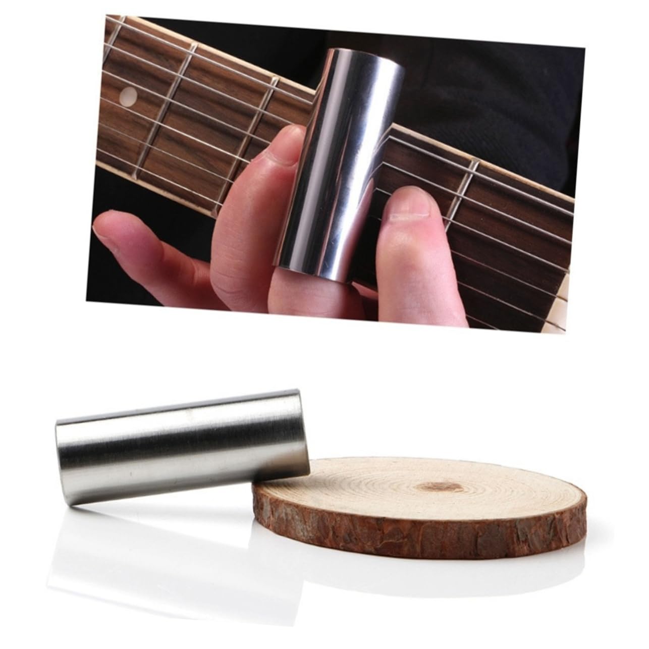 GOOHOCHY Bottleneck Slide for Guitar 6 Pack Glass Stainless Steel Medium Size Standard Guitar Slide Lap Guitar Accessory for Beginners and Pros