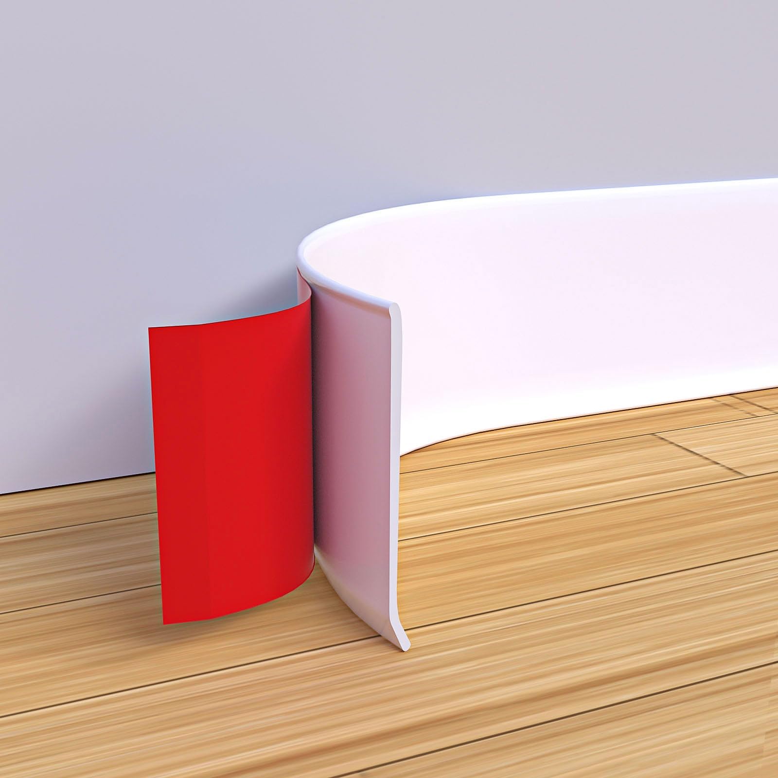 Flexible Baseboard Trim - Vinyl Cove Base Peel and Stick Baseboards Molding Trim Self Adhesive Wall Base Floor Baseboard Corner Rubber Moulding Trim (4 Inch X 40 Feet, White)