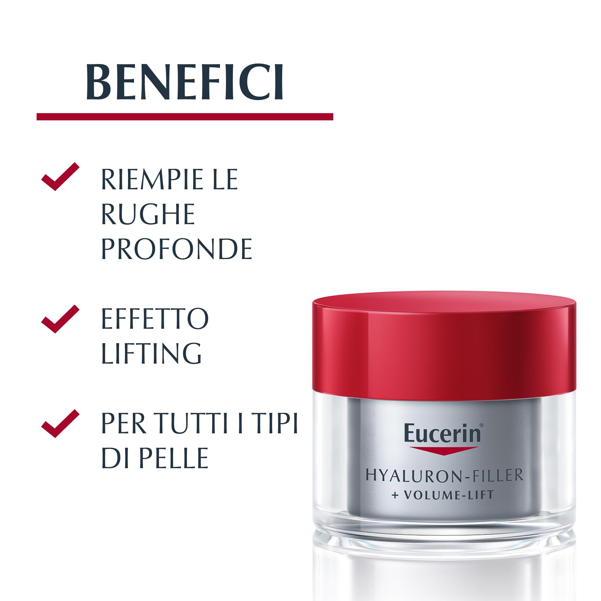 Eucerin Hyaluron-Filler + Volume-Lift Crema Viso Notte 50 ml, Crema viso antirughe rigenerante, Formula con Acido Ialuronico rimpolpante per un effetto lifting immediato per tutti i tipi di pelle