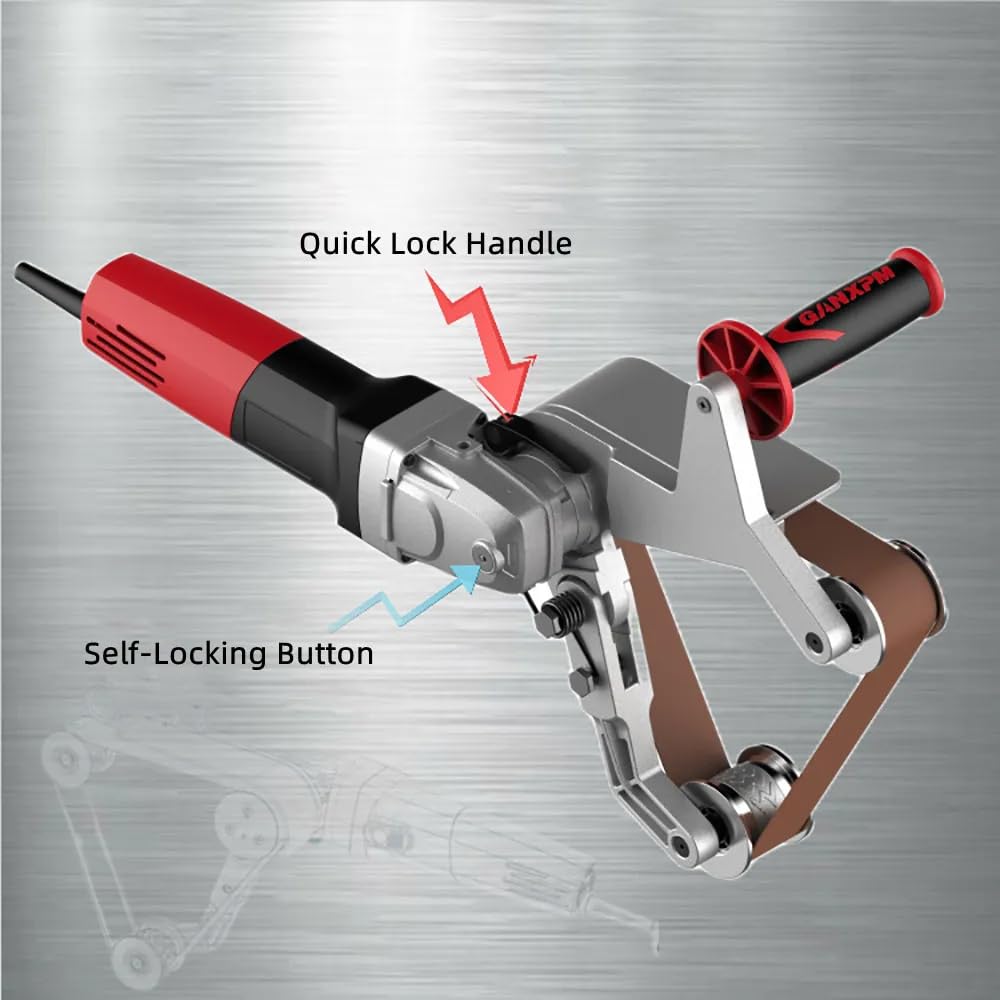 Electric Metal Round Pipe Drawing Machine Handheld 3-Wheel Belt Sander Stainless Steel Tube Polishing Grinding Machine 760x40MM