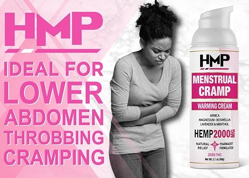 Miniatura 2 de La crema de cáñamo que calienta los calambres menstruales soporta calambres menstruales, incluyendo calambres premenstruales, 2000 mg con mentol,