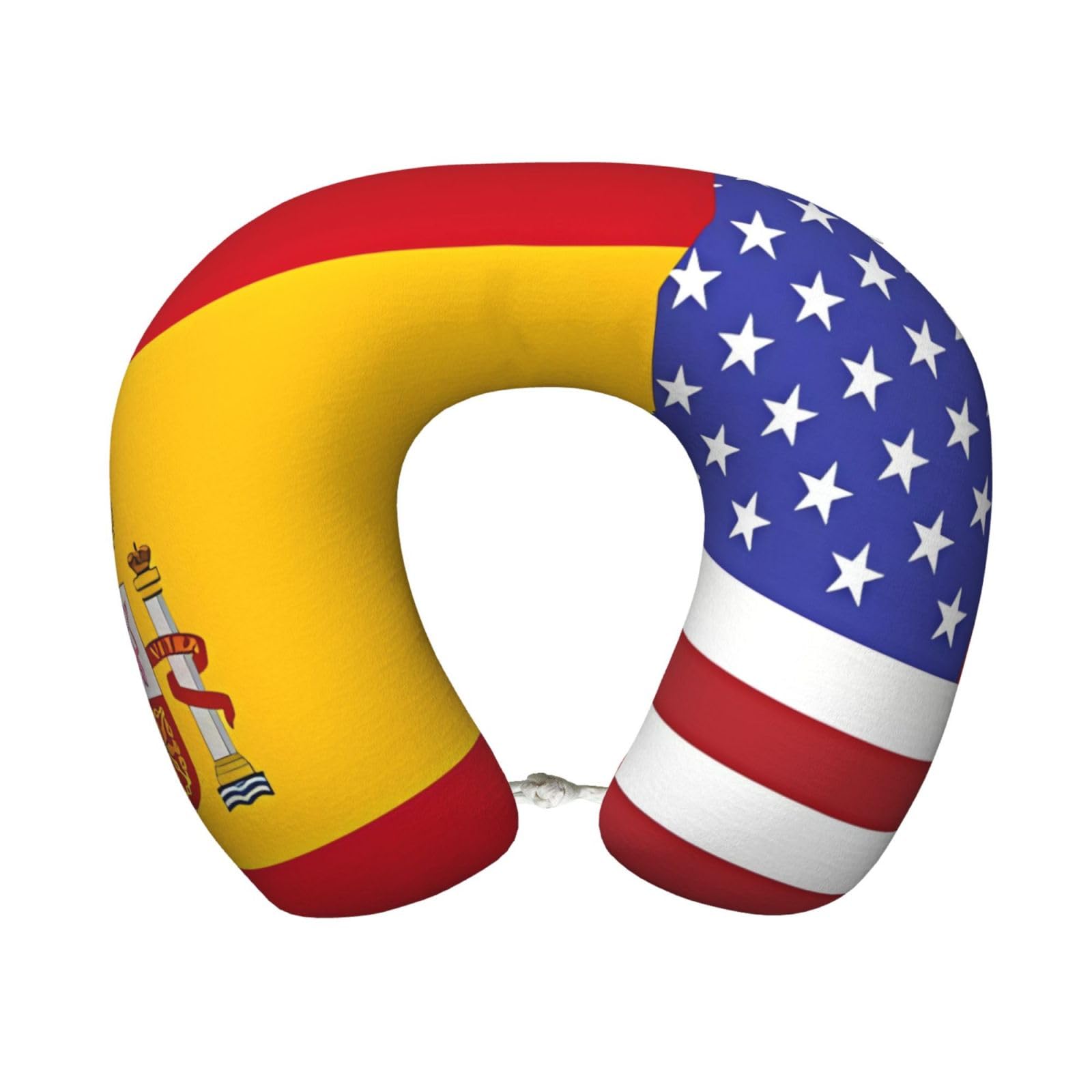 BOAIHH American Spain Flag Memory Foam Travel Pillow for Soft Comfort Fits Snugly for Naps Office, and Airplane Use