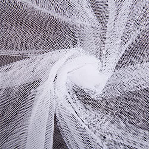 Image of Multi Purpose Solid Nylon Soft Net Combination Fabric - for Wedding, Parties, Costumes, and Decoration (32.8 x 4 Feet, White)