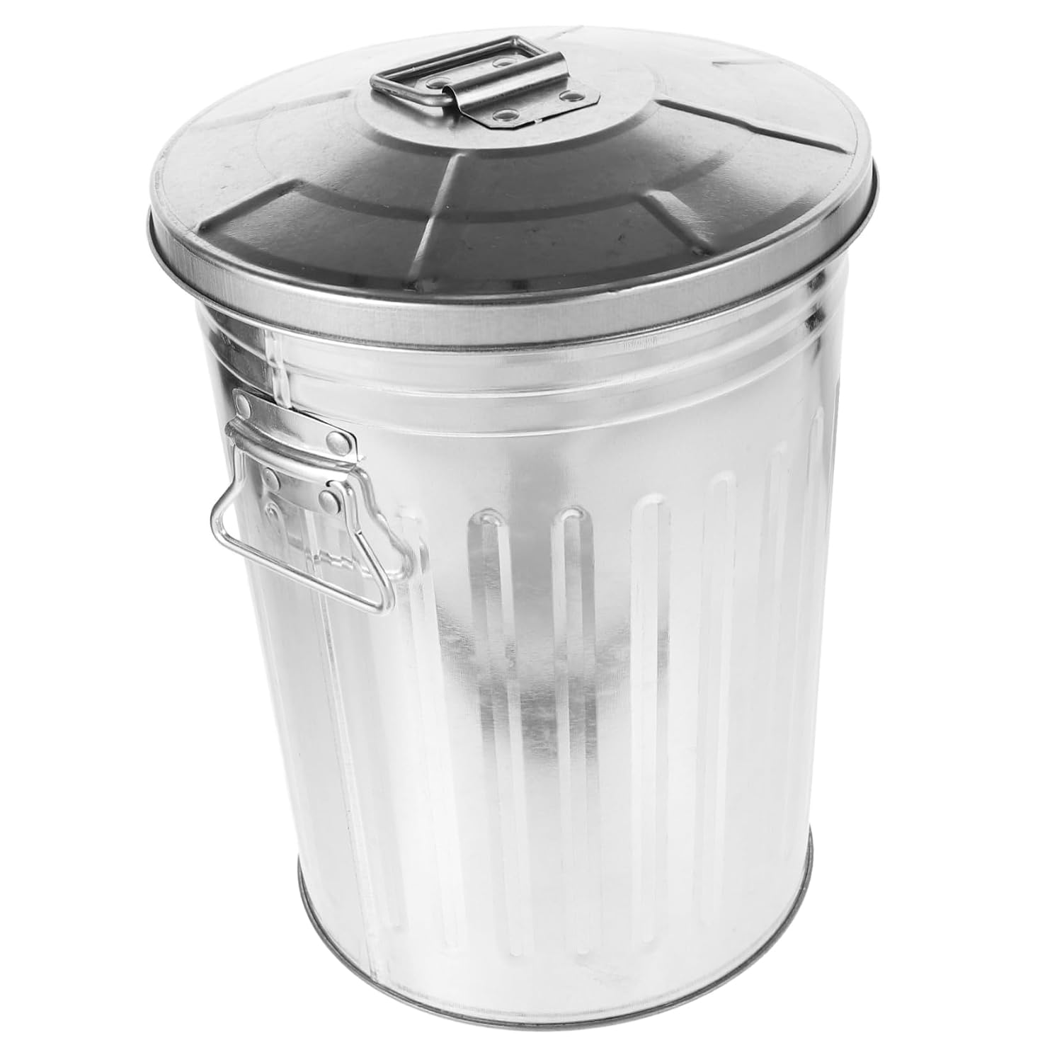 ULTECHNOVO Metal Outdoor Waste Basket with Lid Resistant Garbage Can for Bedroom Multi Functional Home Trash Bin