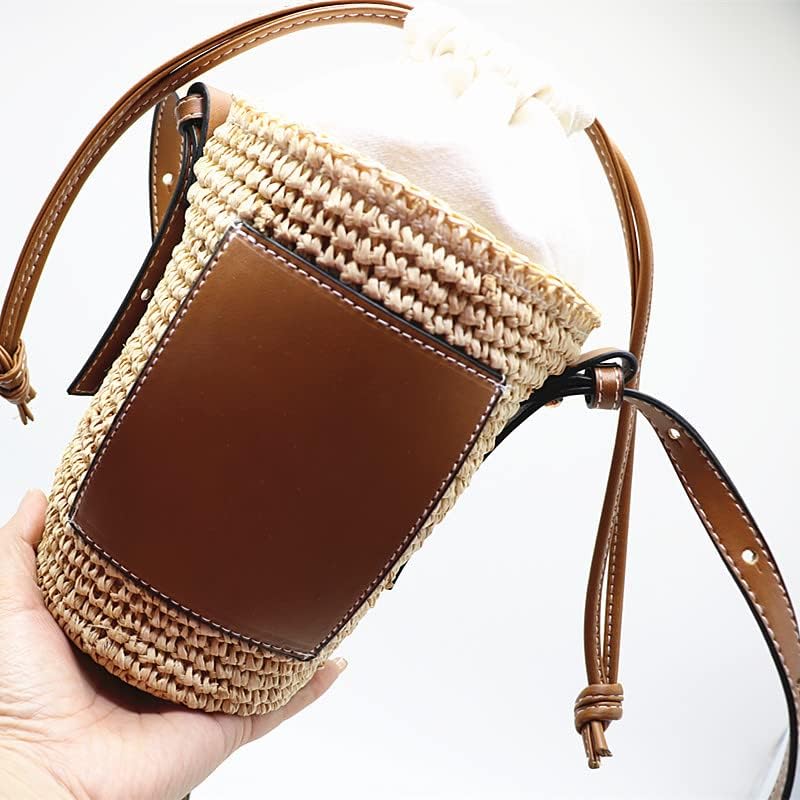 Women's Straw Bucket Bag, A Size, One Color, Spring Season, Casual Fashion, Unique Weaving Design3