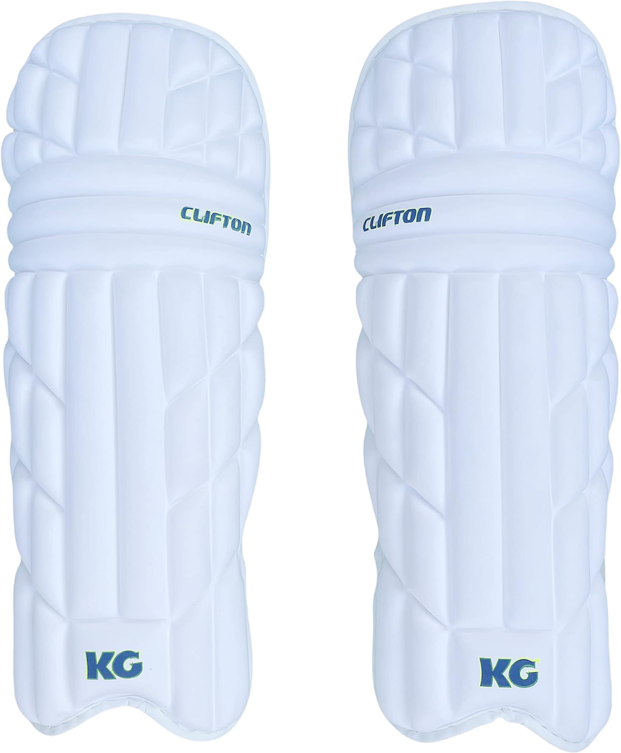 KG HI-TECH Cricket Moulded 2 Straps Batting LEGGUARD, Mens (Light Weight) (White)