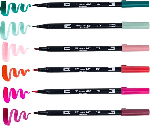 Miniatura 3 de Tombow 56237 Dual Brush Pen Art Markers, Very Berry, 6-Pack