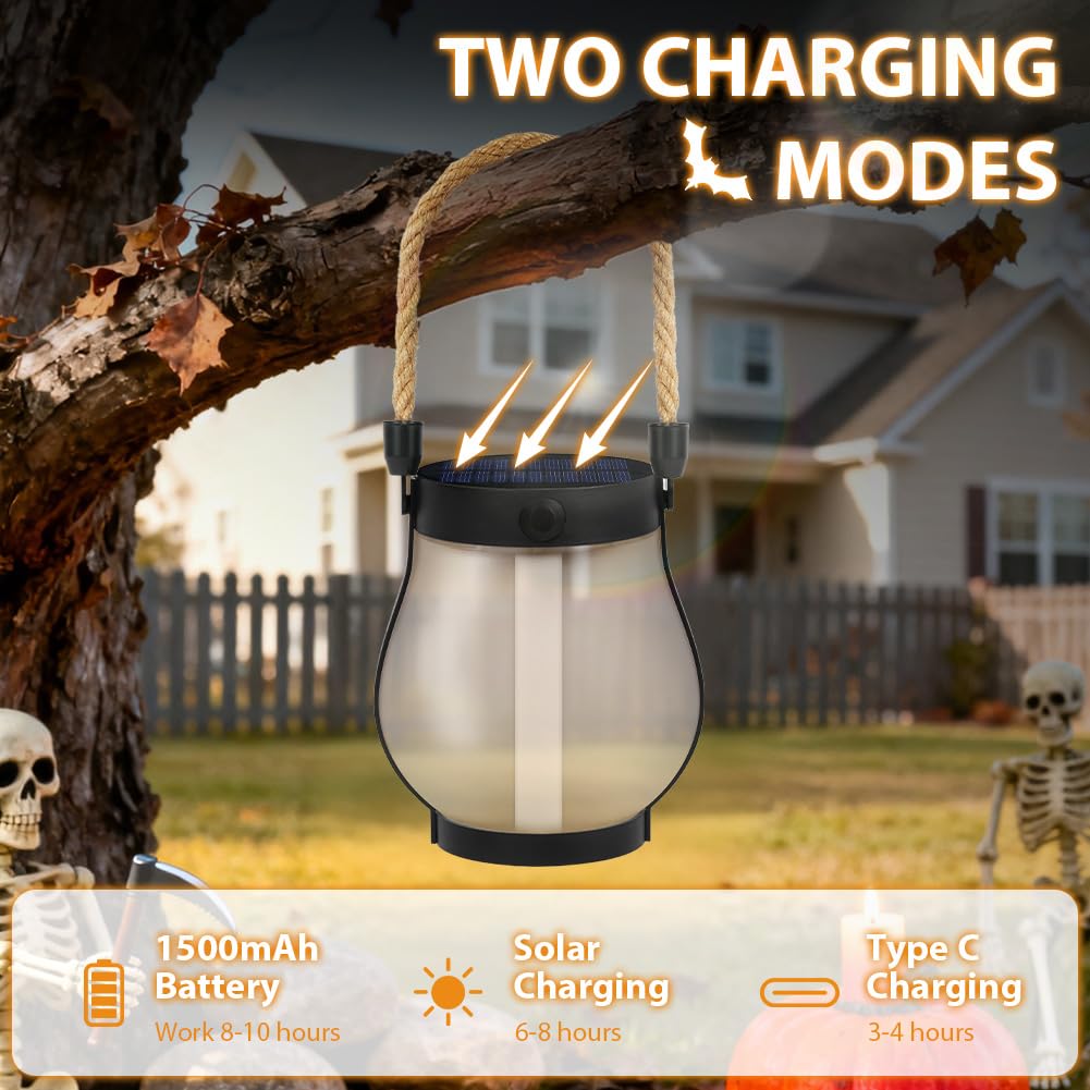 Farolillos Solares llama Exterior, Exterior Retro con Efecto Llama Luces de Camping para Patio/Césped/Pasillo/Jardín/Terraza/Balcón/Porche/Camping, Lámpara Decorativa 2pcs