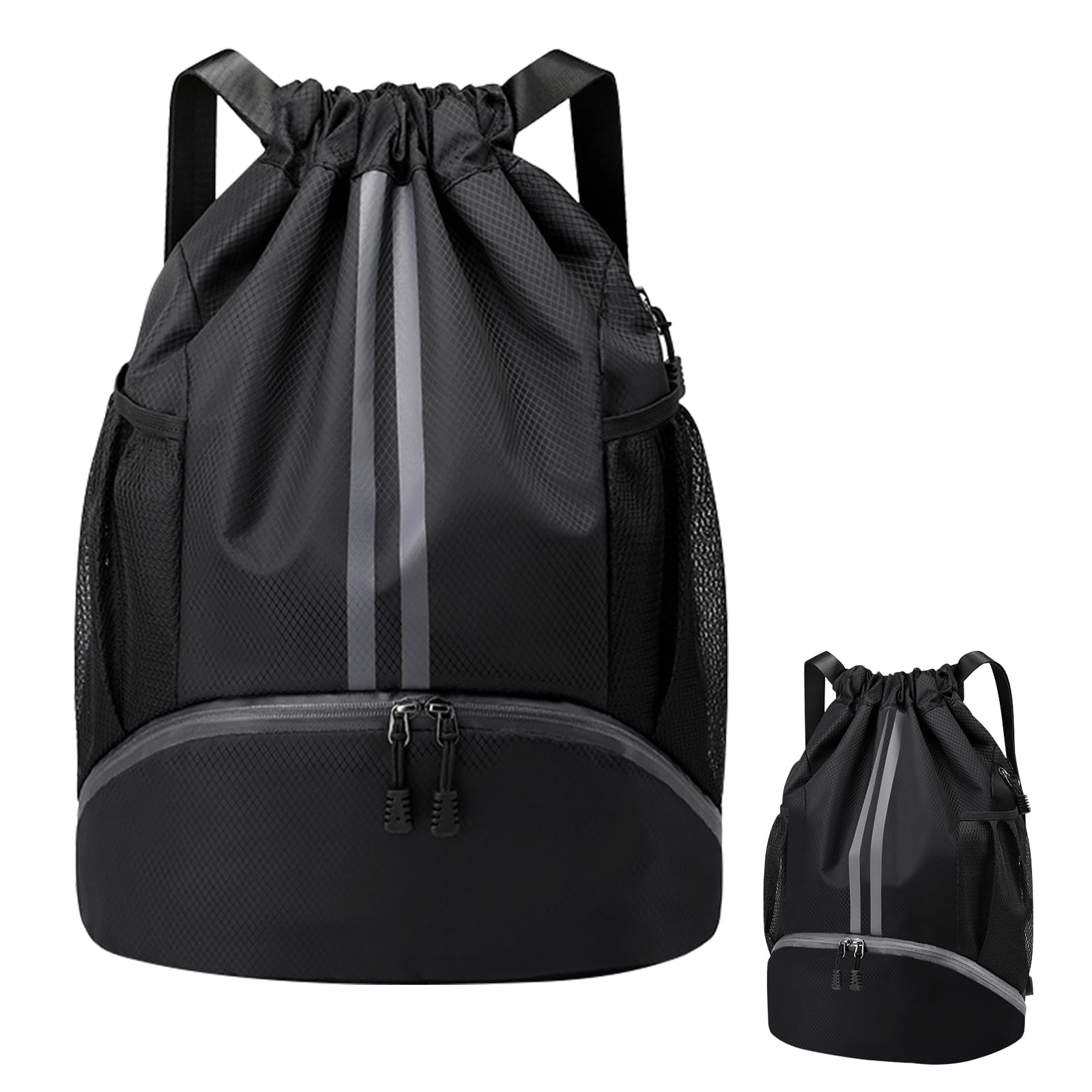 DaelesrMochilas de Cuerdas Hombre, Bolsa Deporte Mujer, Grande Bolsa Saco Playa Ajustable, Fútbol Mochila con Compartimento Zapatos, Bolsa Gimnasio con Bolsillo para Viajes Yoga Playa, 47x15x32cm