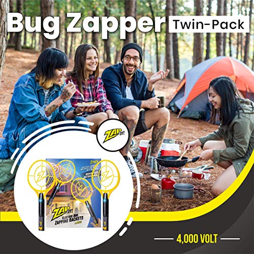 ZAP IT! Pack met twee elektronische vliegenmepper, oplaadbaar via USB, muggen, vliegen en kevers, 4000 V, super helder LED-licht. (Large Twin) - Image 3