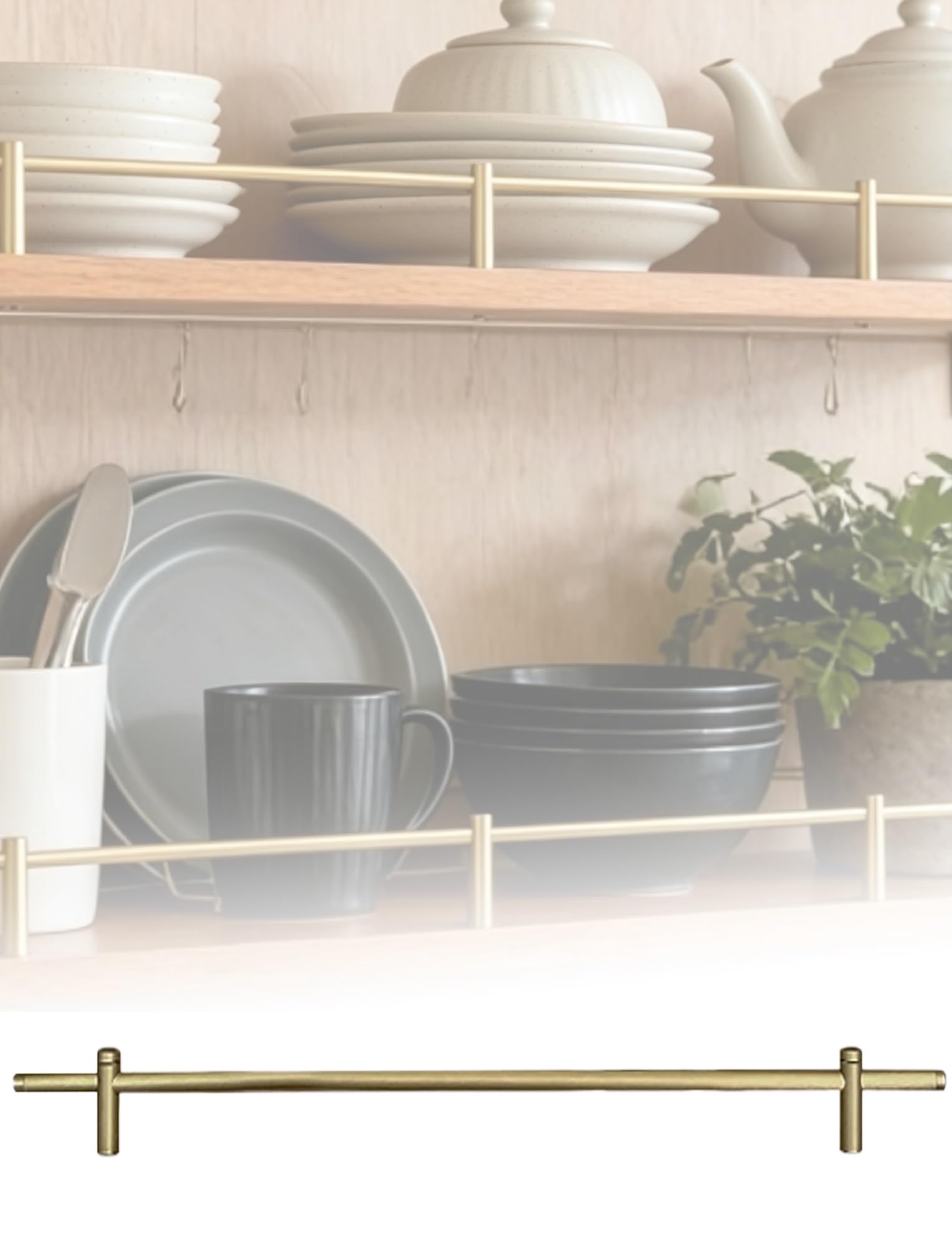 Aluminum Prevent Falling Barrier Rod，Metal Shelf Guard Rail,Long Floating Railing Rod,Anti-Fall(Gold,28in/71cm)