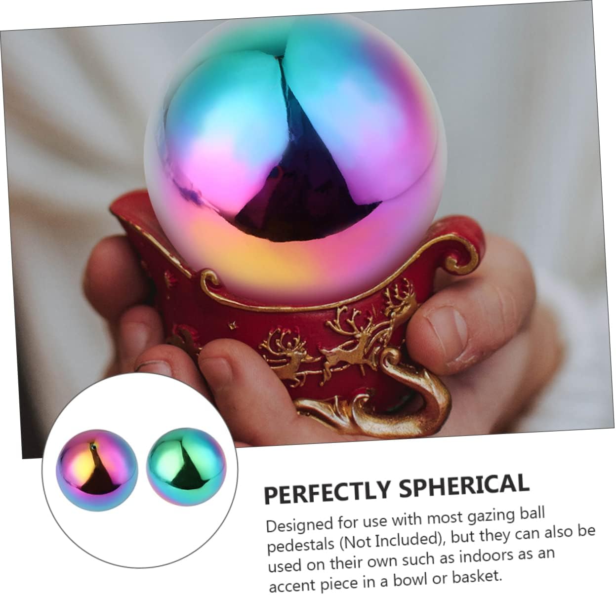 DULAI 6 Pcs Polished Hollow Ball Metal Garden Globe Unbreakable Gazing Seamless Mirror Gazing Sphere Garden Gazing Mirror Globe Rainbow Mirror Balls Stainless Steel Boutique Accessories