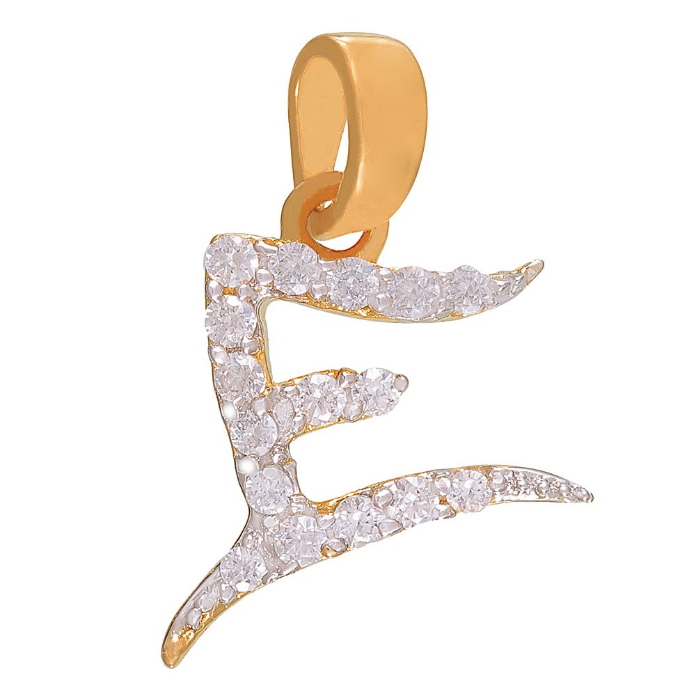 Mahi Gold Plated Elite E Initial Pendant Made with CZ Stones Without Chain PS4101305G