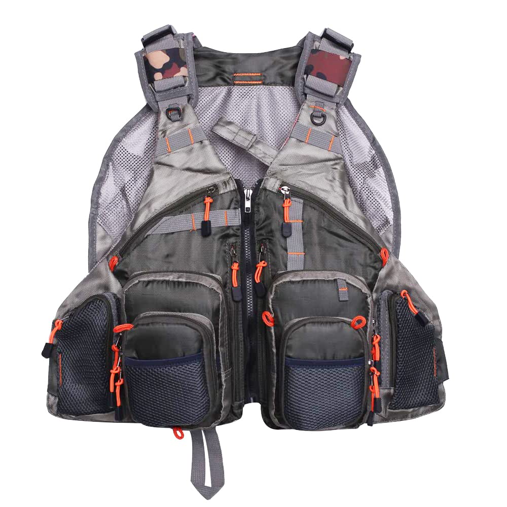 Raprance Sac à dos gilet de pêche à la mouche, réglable, léger et à séchage rapide, avec 17 poches pour truite, bar, sel