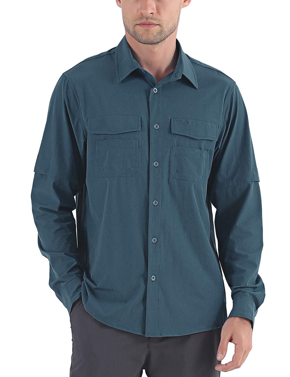 NonweMen's Quick Dry Hiking Camping Shirts Roll-Up Long Sleeve