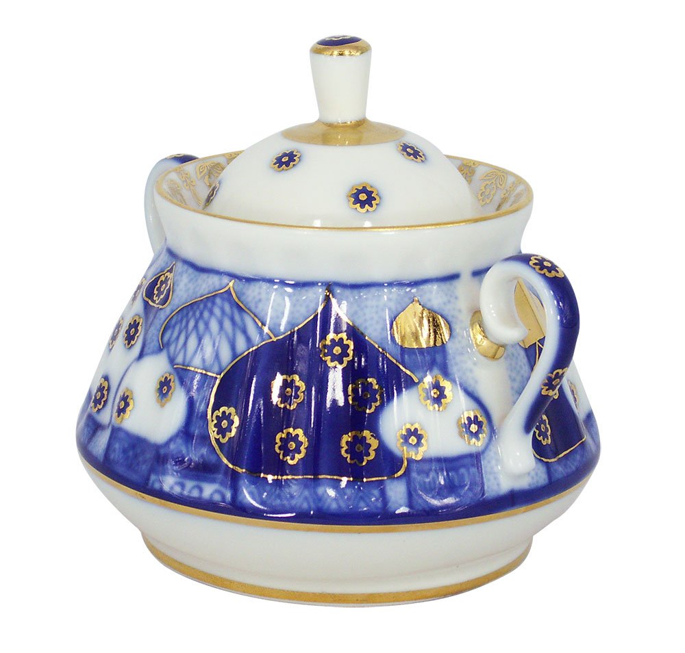 Lomonosov Porcelain Sugar Bowl Orthodox Domes Church Bells 10 oz/300 ml