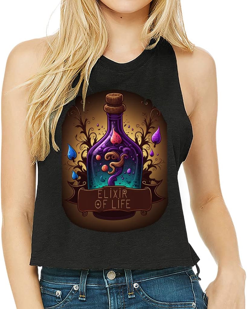 Elixir of Life Print Racerback Cropped Tank - Beautiful Women's Tank - Bright Tank Top