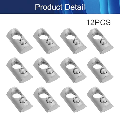 Vista 33 de Aicosineg 5 piezas de acero al carbono M8 T tuerca rollo bola elástica tuercas enrollables en resorte adecuado para 3030/4040 serie 0.315 in ranura