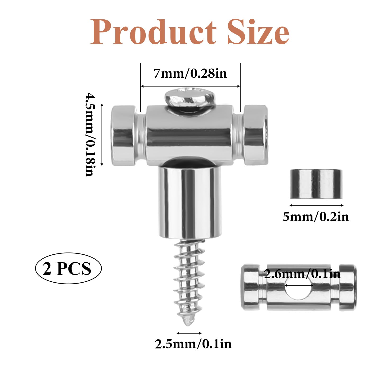 Guitar Roller String Retainers, 2 Sets Strings Trees Replacement Part with Mounting Screws Chrome Guitar Roller String Trees Retainer Guitar Roller Guides Retainer for Electric Guitar String Guide