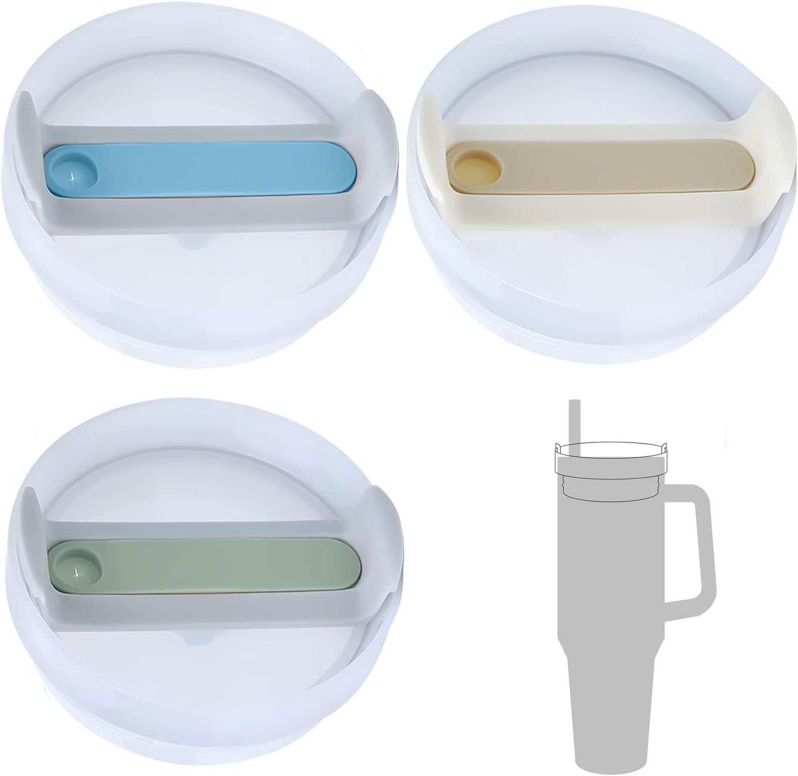 40 OZ Tumbler Lid Compatible For Stanley, Spill Proof Splash Resistant Tumbler Covers Fit For Stanley And More Coffee Mugs 2 Pack 40 Oz White - View #7
