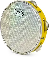 Pandeiro Izzo 10' ABS Amarelo com Pele Metalizada Corpo Leve e Resistente 6 Afinadores 5 Pares de Platinelas Flandres