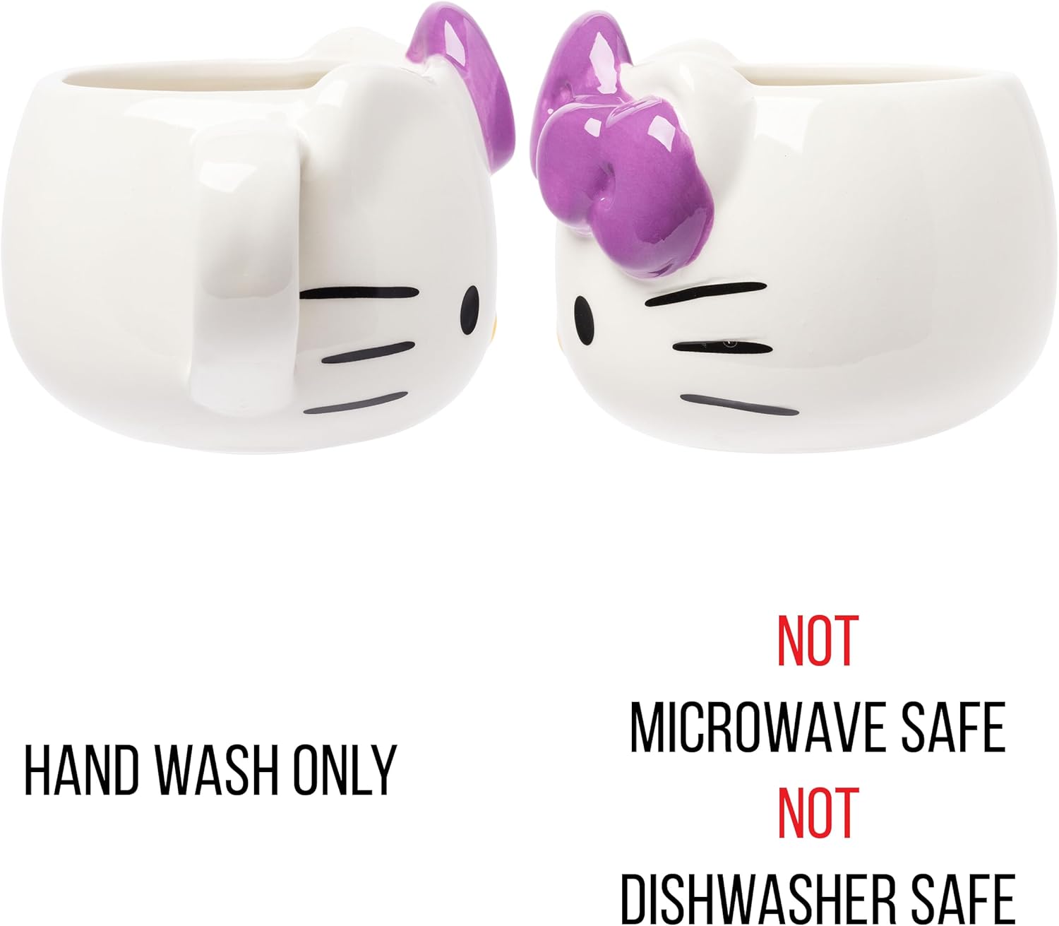 Silver Buffalo Sanrio Hello Kitty Purple Bow Ceramic 3D Sculpted Mug, 20 Ounces - Image 4