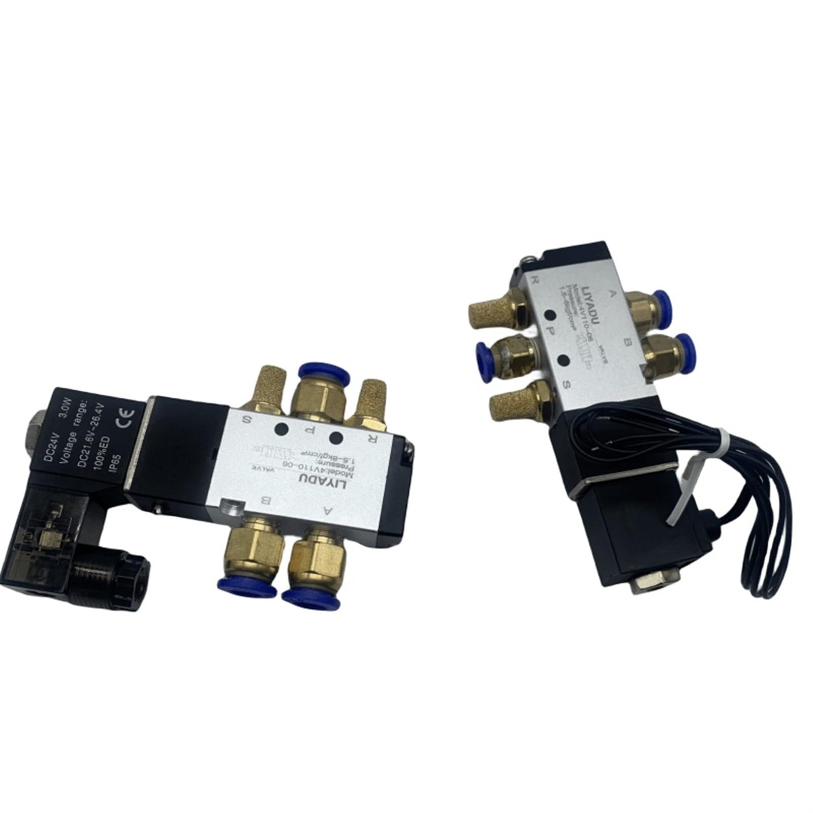4V110-06 1/8" pneumatisches Steuermagnetventil 5 Wege 2 Positionen DC 24V DC 12V AC 110V AC220V mit 4mm 6mm 8mm passenden Luftventilen(Wire W 4v110-06,DC 12V)