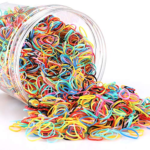 Habbi 5000pcs Baby Hair Ties, Multi Candy Color Elastic Hair Bands Mini Rubber Bands for Kids Toddlers Girls, Small Hair Holder with a Box