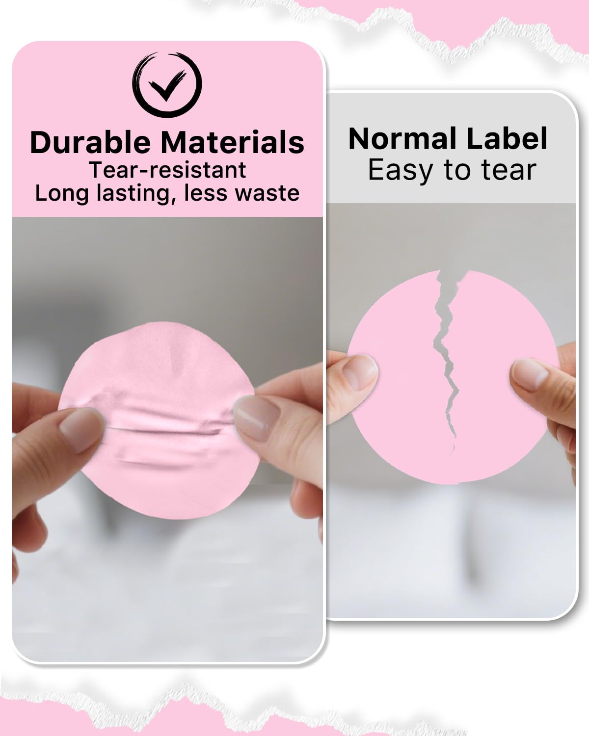 iEager Etiquetas adhesivas térmicas circulares de 5 cm, etiquetas térmicas directas redondas autoadhesivas, rollo de calcomanías térmicas multiusos, 500 etiquetas, rosa