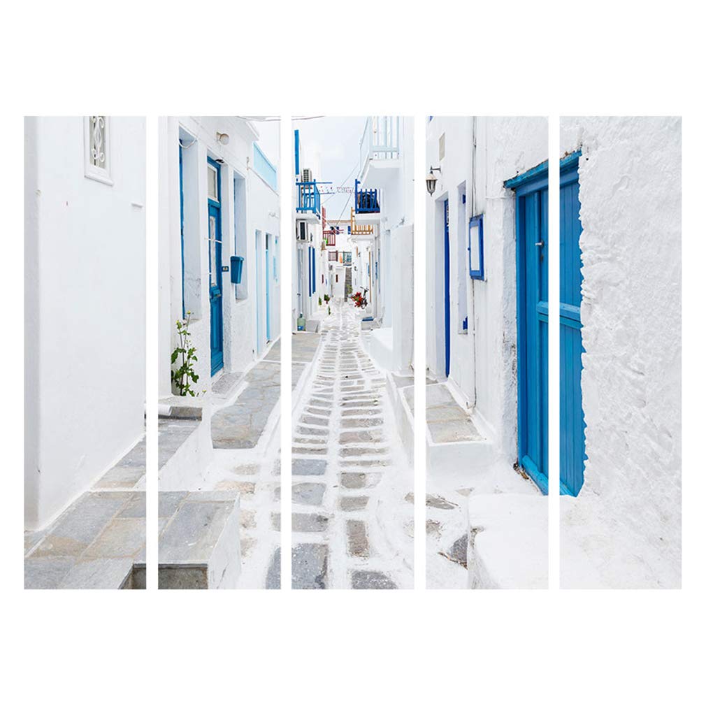 Decomonkey Paravent Raumteiler 225x172cm - 5-teilige Sichtschutzwand Stadt Motiv