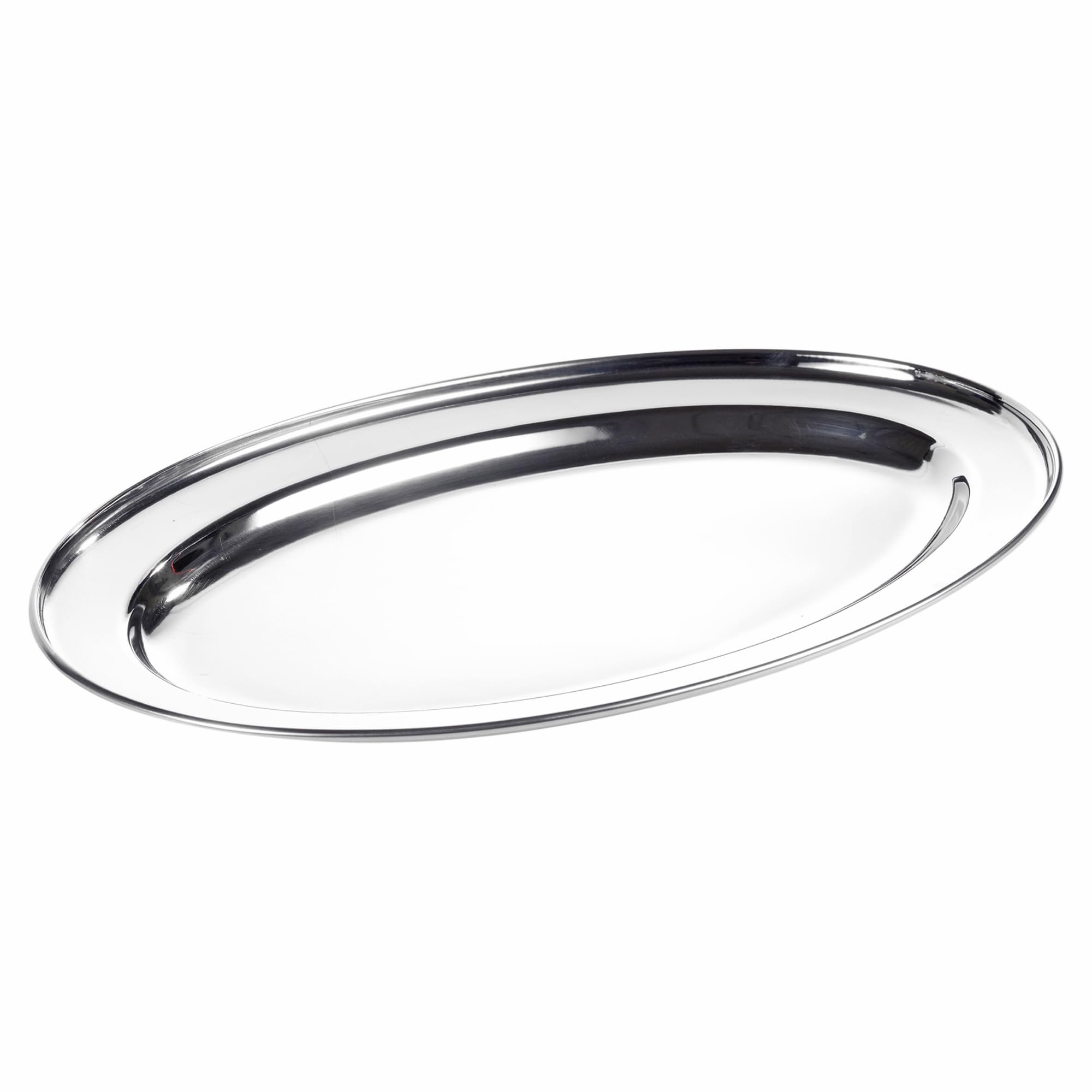 Urbnliving Silver Large Stainless Steel Metal Oval Serving Tray Platter