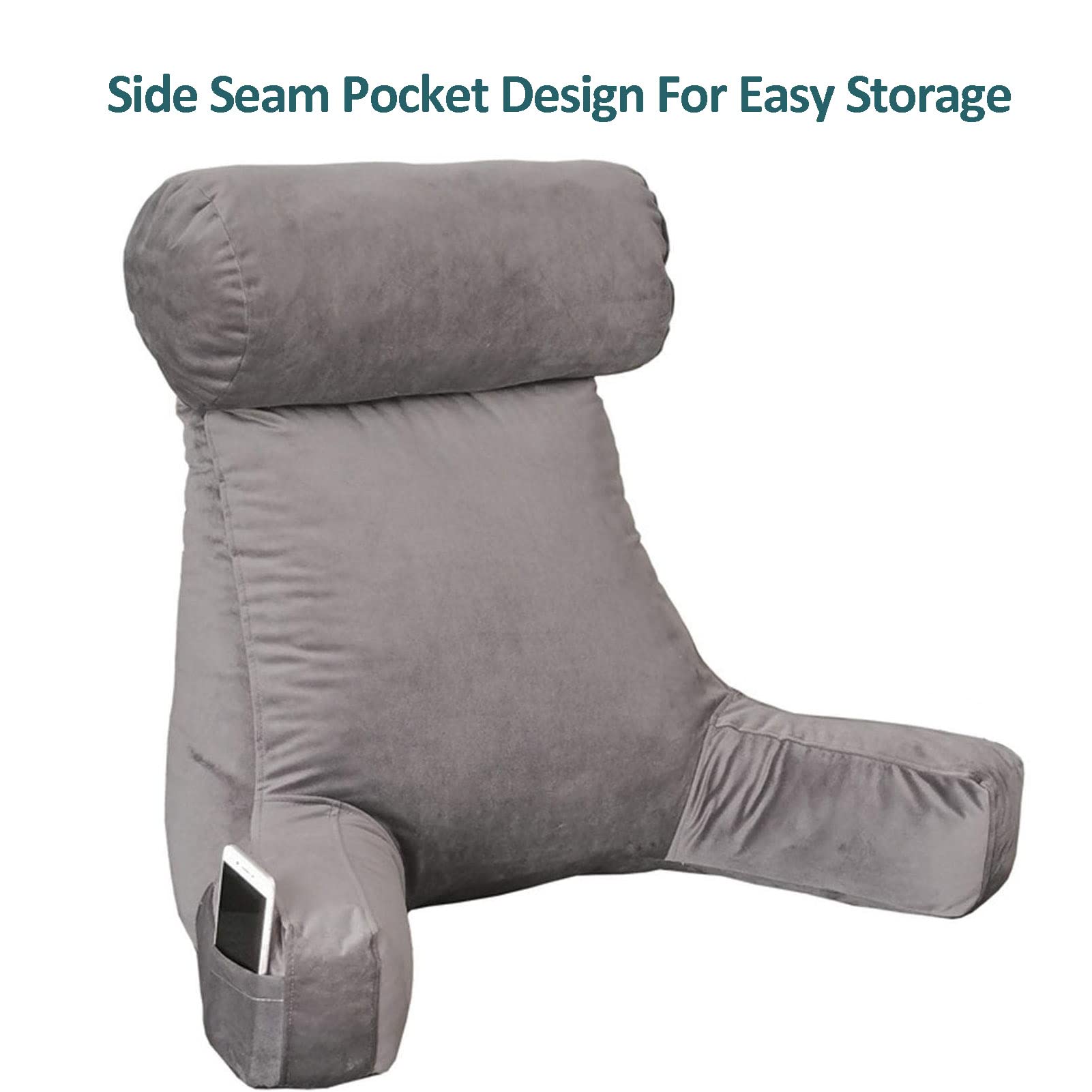 Oreiller pour s'asseoir, lit de lecture, coussin portable avec coussin de nuque amovible pour lecture au sol, canapé, lit de jour, livres Shakven