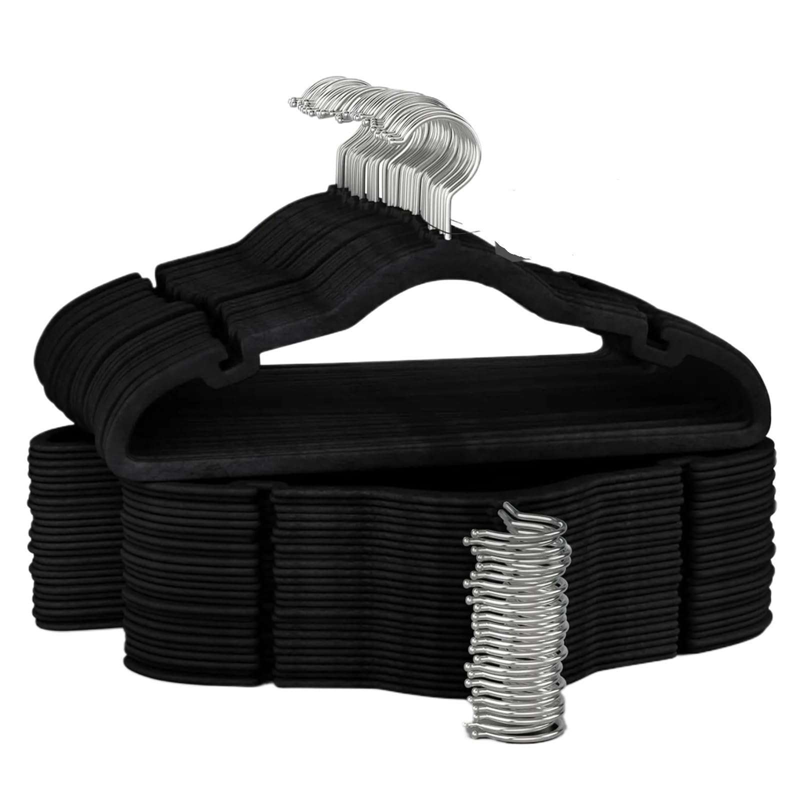 hangers 100pcs Velvet Hangers For Shirts Pants Dresses Sturdy Shoulder Grooves Hook Space Saving for home