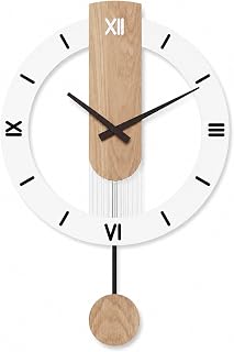 LANMOU Reloj de Pared Grande Salon con Pendulo, Marco Metalico Decorativo