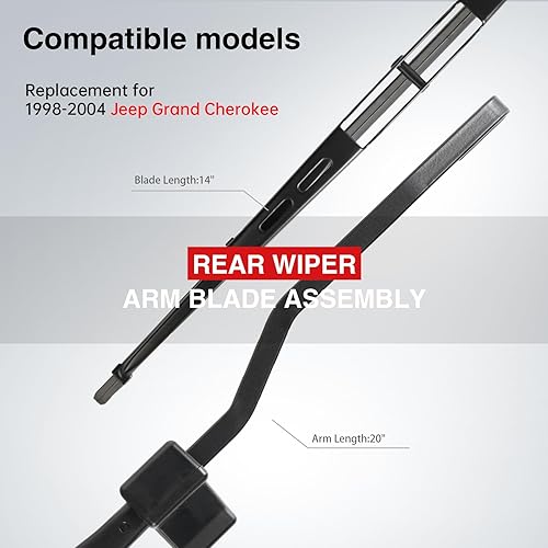 Vista 2 de Repuesto para Jeep Grand Cherokee 1998-2004, juego de limpiaparabrisas trasero, estilo OEM de OTUAYAUTO Factory 5102882AA