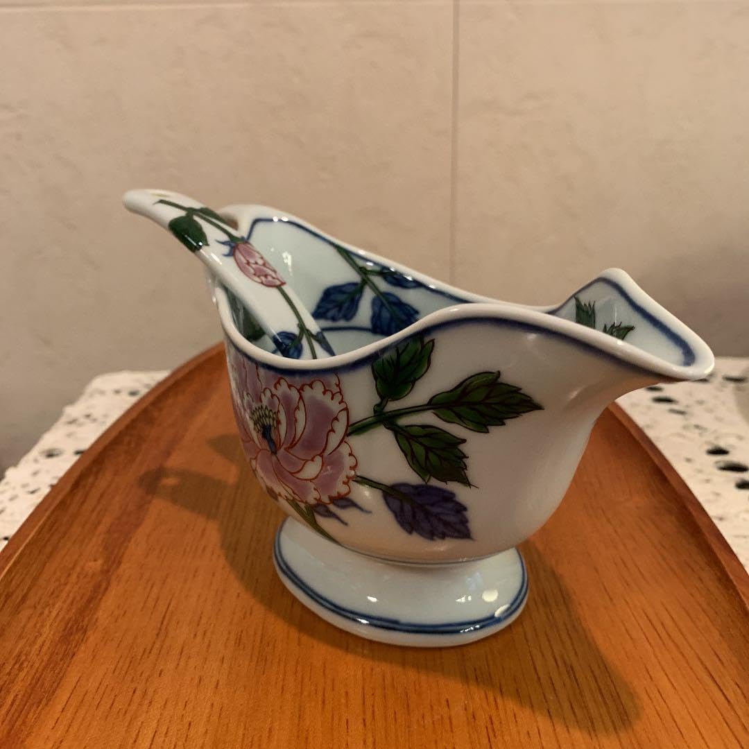 源右衛門窯 染錦紫牡丹 ソースポット レードル 未使用 源右衛門窯 染錦紫