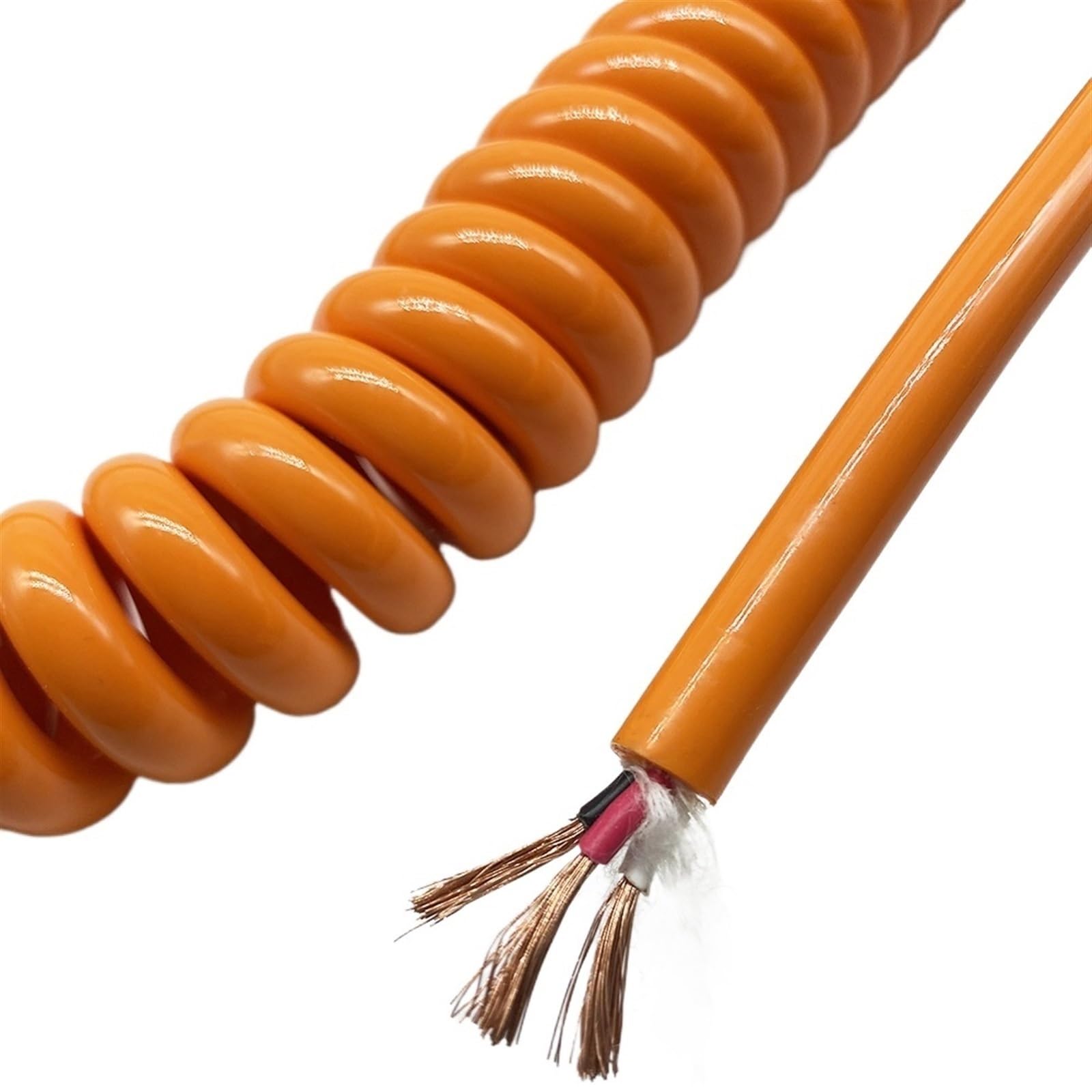 3 rdzenie, 1 mm, kwadratowy kabel sprężynowy, miedziana, olejoodporna izolacja poliuretanowa, rozciągliwa, elastyczna (stretch 4 metry)
