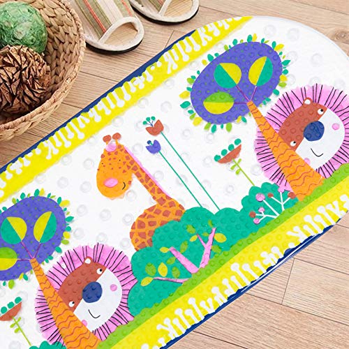 Hollylife Alfombra Antideslizante Colorido de Baño para Bebé, Alfombra Infantil de Bañera Gran Durabilidad, Ventosas Fuertes, 69 cm * 40 cm, Fácil de Limpiar, con Tapete Orificio y sin BPA