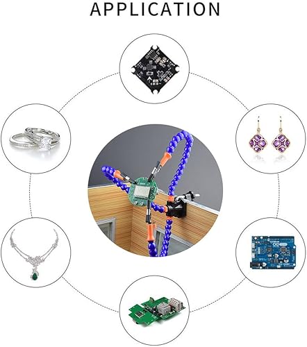 Miniatura 2 de Herramienta de tercera mano  Estación de soldadura mano  4 brazos flexibles con tornillo de banco ajustable para mesa de escritorio, soporte de