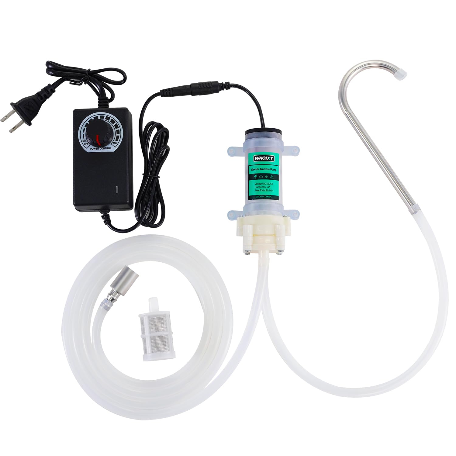 Food Grade Self Priming Water Transfer Pump for Coffee machine/ice Maker, 110V Electric Pump with Speed Control with13ft Hose,Diaphragm Pump for Home Brewing Wine/Beer/Beverage,2L/min,Low Noise