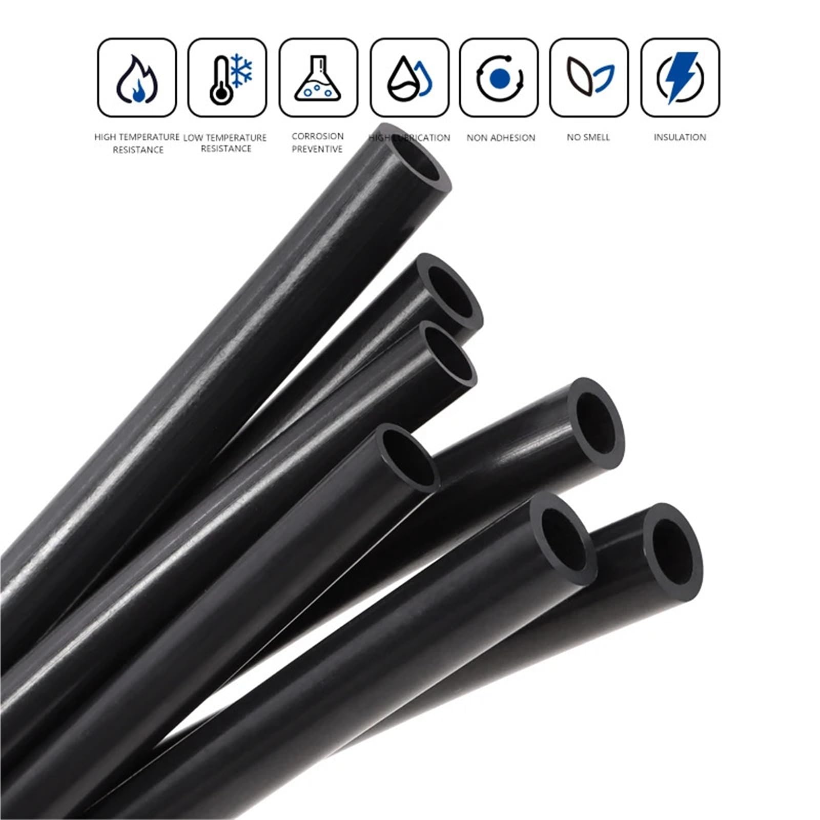 PTFE Tubo Tubo rígido extrusor negro con cabezal en J for piezas de impresora 3D | ID 1 2 2,5 3 4 5 6 7 8 10 MM(1M_10X12MM)